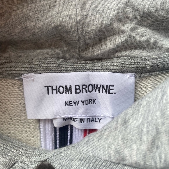 Thom Browne Size 2 Center Stripe Jersey Gray Pullover Hoodie Sweater - Picture 7 of 11